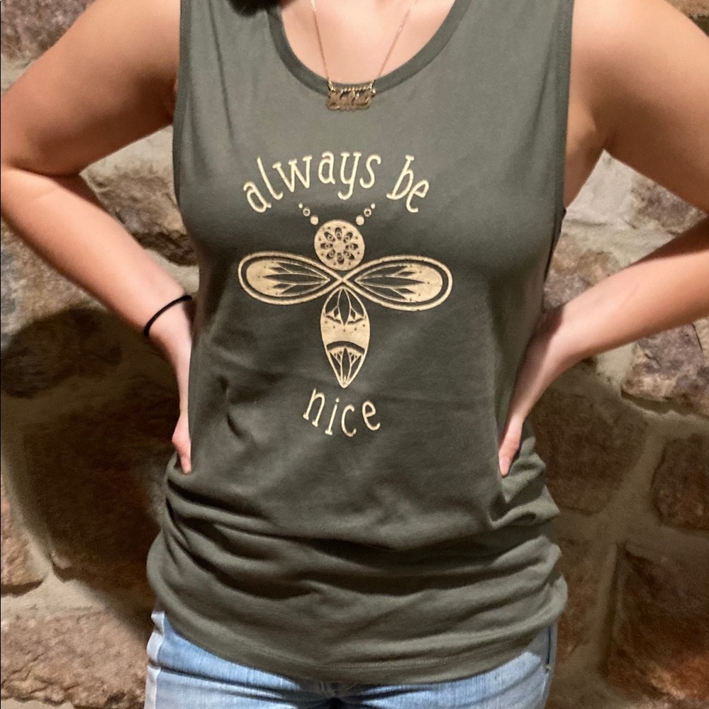 Always be nice Jersey Tank in army green